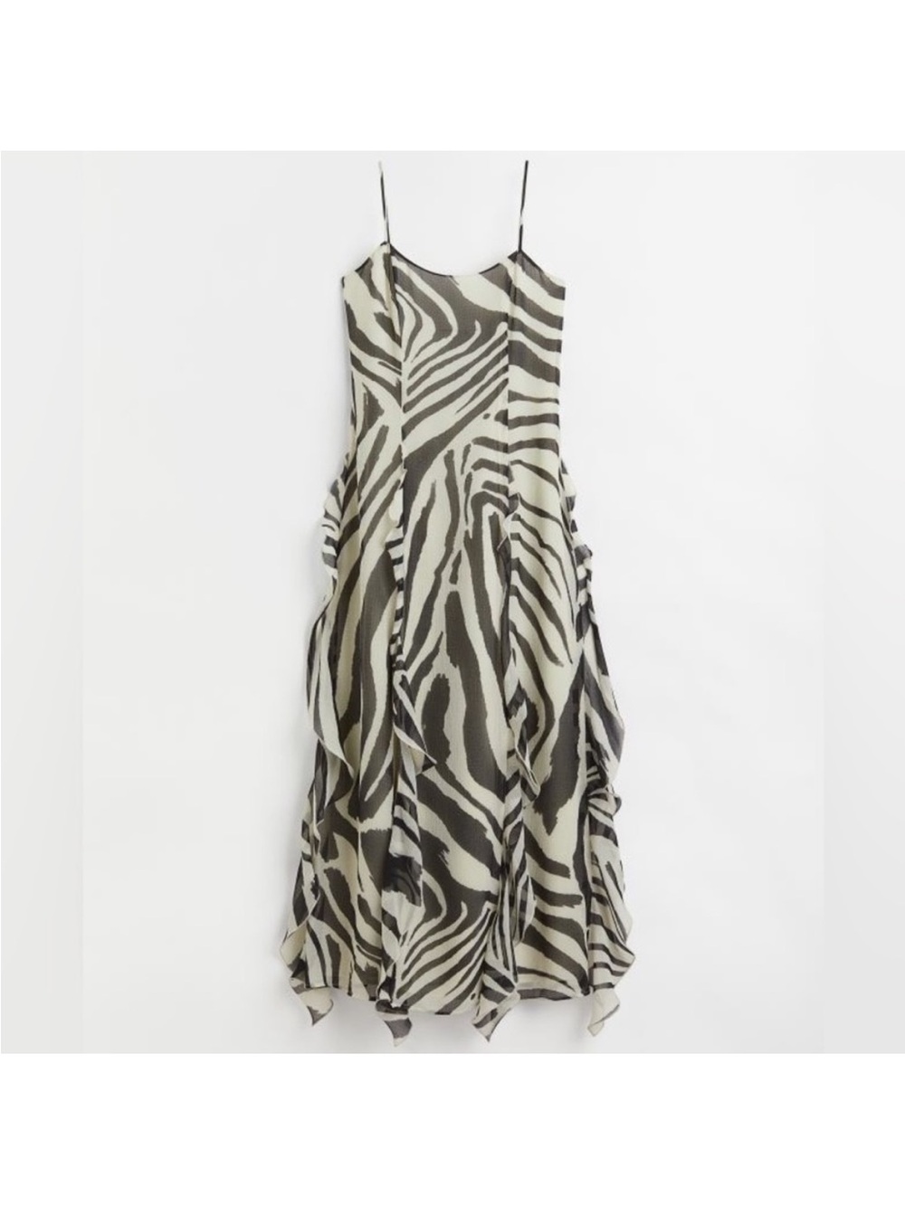 Zebra-Print Maxi Dress in Black and Cream